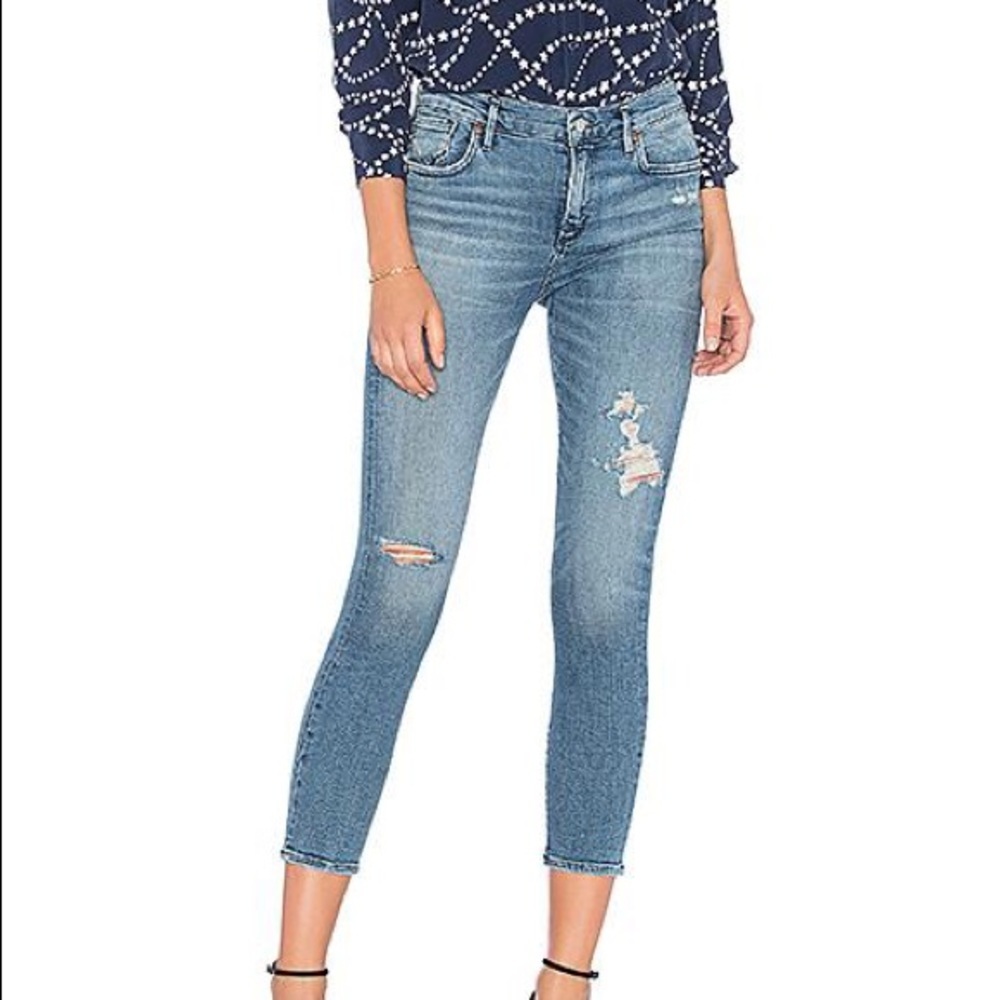 Agolde Sophie Ripped High Waist Crop Jean In Spell